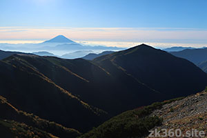 塩見岳から見た富士山