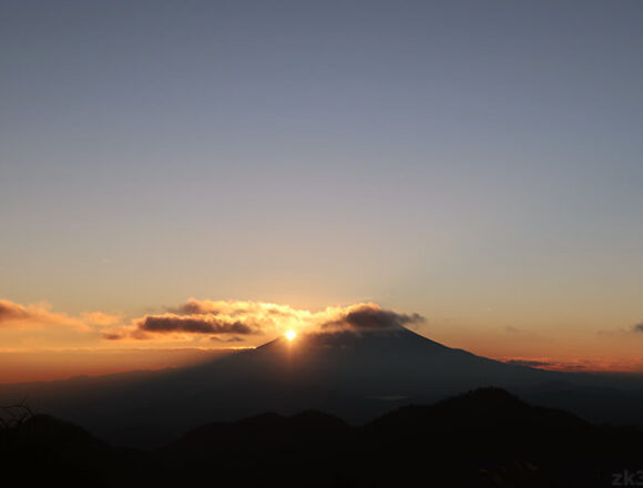 富士山に沈む夕日