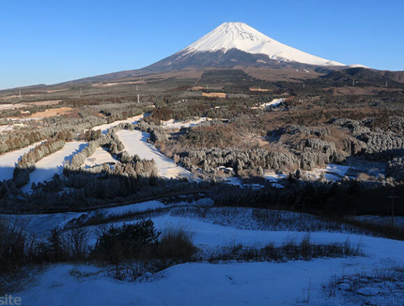 愛鷹山から望む富士山と雪景色