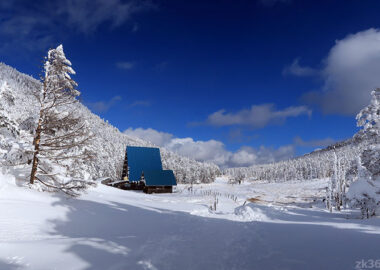 冬の北八ツ・八丁平と縞枯山荘